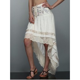 High-Low  Printed Asymmetric Skirt - Off-white - L