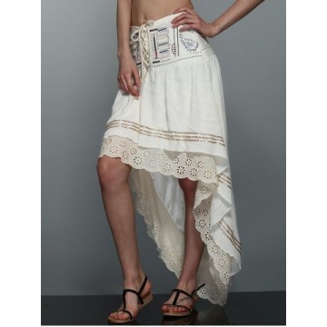 High-Low  Printed Asymmetric Skirt - Off-white - L172170