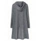 High Low Hem Hooded Coat - Gray - Xl947674