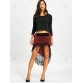 High Low Lace Insert Ruched High Waisted Skirt - Brick-red - Xl