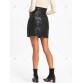 High Waist Faux Leather Mini Skirt - Black - M