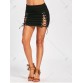 High Waist Lace Up Mini Skirt - Black - Xl1309013