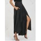 High Waisted Slit Maxi Skirt - Black - S1232513