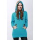 Korean Thicken Solid Color Thicken Hooded Long Sleeves Women s Hoody - Blue - M85672