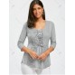 Lace Insert Lace Up Top - Gray - M1312570