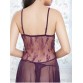 Lace See Through Slip Babydoll - Deep Purple - One Size