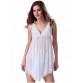 Lace Trim Sheer Deep V Neck Babydoll With Cape - White - Xl