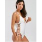 Lace Up Open Back One-Piece Swimwear - Off-white - Xl1109475