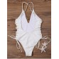 Lace Up Open Back One-Piece Swimwear - Off-white - Xl