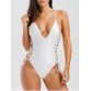 Lace Up Open Back One-Piece Swimwear - Off-white - Xl1109475