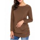 Long Sleeve Button Embellished Tunic Top - Brown - Xl1379120