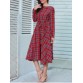 Long Sleeve Plaid Belted Midi Dress - Red - Xl1374285