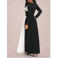 Long Sleeve Two Tone Maxi Jersey Dress - White And Black - L