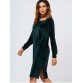 Long Sleeve Velvet Slit Dress - Blackish Green - Xl835404