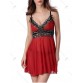 Mesh Sheer Rhinestone Slip Sleep Babydoll Dress - Red - Xl1224445