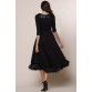 Midi A Line Flounce Swing Evening Dress - Black - 2xl