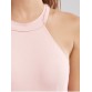 One Piece High Neck Backless Skirted Swimsuit - Pink - L