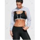 Open Front Sports Long Sleeve Cropped Hoodie - Gray - One Size