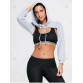Open Front Sports Long Sleeve Cropped Hoodie - Gray - One Size1251467