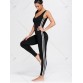 Padded Stripe Contrast Workout Jumpsuit Leggings - Black - M