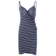Pinstripe Open Back Cover-ups Dress - Stripe - M