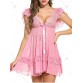 Plunging Neck See Through Swing Babydoll - Pink - Xl1234656