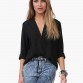 Plus Size Bust 140CM New Fashion 2016 Spring Long Sleeve V-neck Chiffon Vintage T Shirt Tops 4XL 5XL 6XL tshirt T-Shirt32577941438