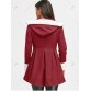 Plush Hooded Double Breasted Coat - Red - 2xl