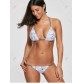 Print Braided Straps Halter Bikini Set - White - Xl1260131