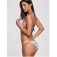 Print Braided Straps Halter Bikini Set - White - Xl1260131