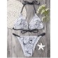 Print Braided Straps Halter Bikini Set - White - Xl