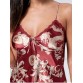 Printed Satin Slip Sleepwear Set - Wine Red - M1228626
