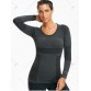 Ribbed Stretch Workout Long Sleeve Tee shirt - Black - L1384001