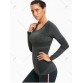 Ribbed Stretch Workout Long Sleeve Tee shirt - Black - L