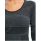 Ribbed Stretch Workout Long Sleeve Tee shirt - Black - L