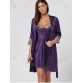 Satin Slip Pajamas Dress with Wrap Robe - Purple - Xl1284067