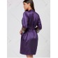Satin Slip Pajamas Dress with Wrap Robe - Purple - Xl