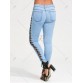 See Thru Criss Cross Side Skinny Jeans - Light Blue - L