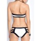 Sexy Halter Black and White Women's Bikini Set - White - S