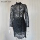 Sexy Club Dress 2016 White / Black  Embroidery Floral Celebrity  Bodycon Bandage  Dress Long Sleeve Slim Hollow Lace Dress32399914090