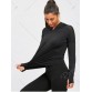 Sheer Breathable Sports Hooded T-shirt - Black - L1336577