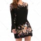 Short Positioning Floral Print Chiffon Dress - Black - L1445418