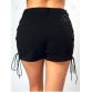 Side Lace Up High Waist Mini Shorts - Black - L