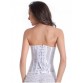 Skeletoned Zip Up Lace Spliced Strapless Corset Bra With G-String - White - Xl
