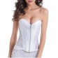 Skeletoned Zip Up Lace Spliced Strapless Corset Bra With G-String - White - Xl