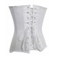 Skeletoned Zip Up Lace Spliced Strapless Corset Bra With G-String - White - Xl743185