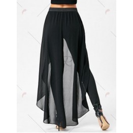 Slimming High Waist Skirted Pants - Black - 2xl