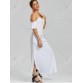 Slit Pockets Maxi Cold Shoulder Dress - White - 2xl