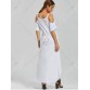 Slit Pockets Maxi Cold Shoulder Dress - White - 2xl1195096