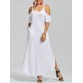 Slit Pockets Maxi Cold Shoulder Dress - White - 2xl